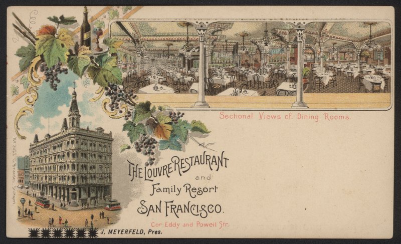 Louvre Restaurant and Family Resort, San Francisco (farget gravering) av American School