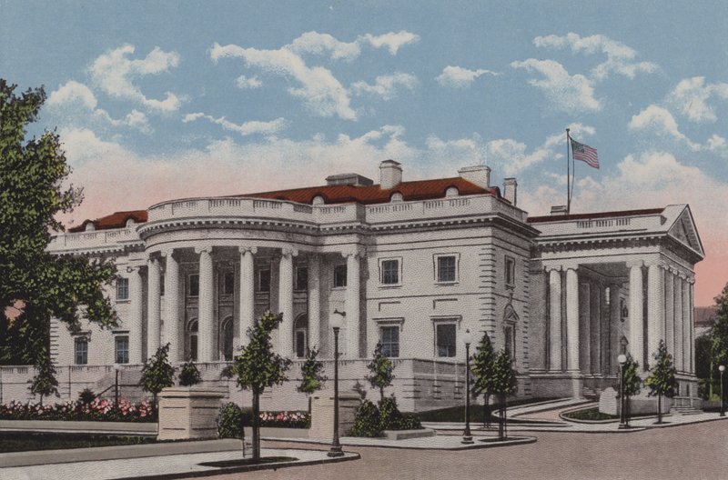 Memorial Continental Hall, Washington DC (fargelitografi) av American School