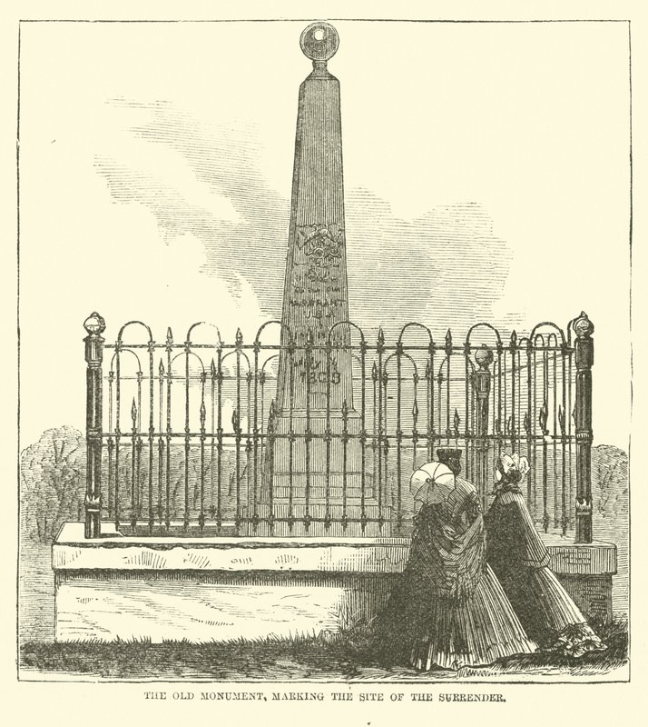 Det gamle monumentet, som markerer stedet for overgivelsen, juli 1863 av American School