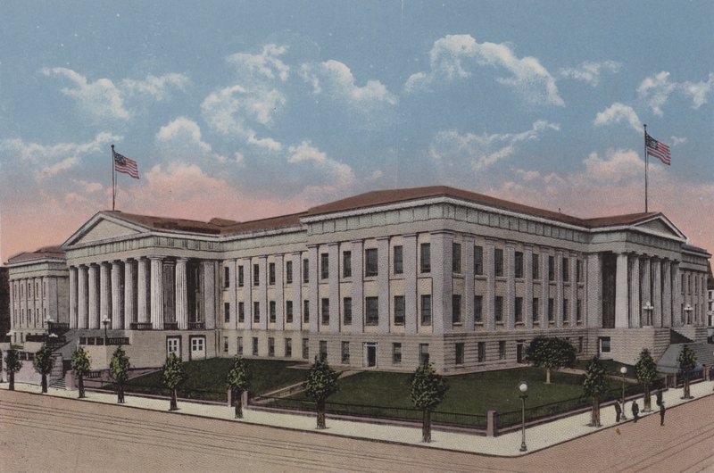 Patentkontoret, Washington DC (fargelitografi) av American School