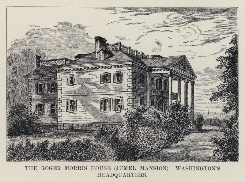 Roger Morris House, Jumel Mansion, Washingtons hovedkvarter (litho) av American School
