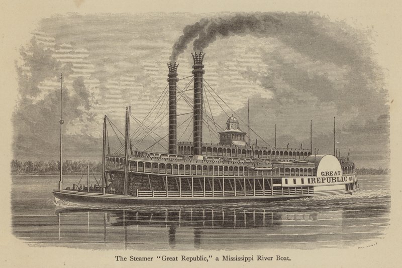 Steamer "Great Republic," en Mississippi River Boat (gravering) av American School