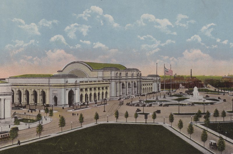 Union Station, Washington DC (fargelitografi) av American School