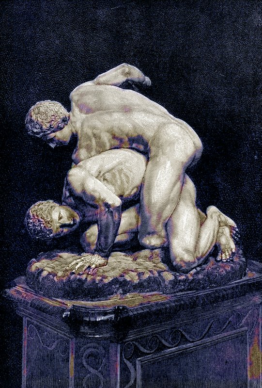 Wrestlers, illustrasjon fra History of Greece av Victor Duruy, publisert 1890 (digitalt forbedret bilde) av American School
