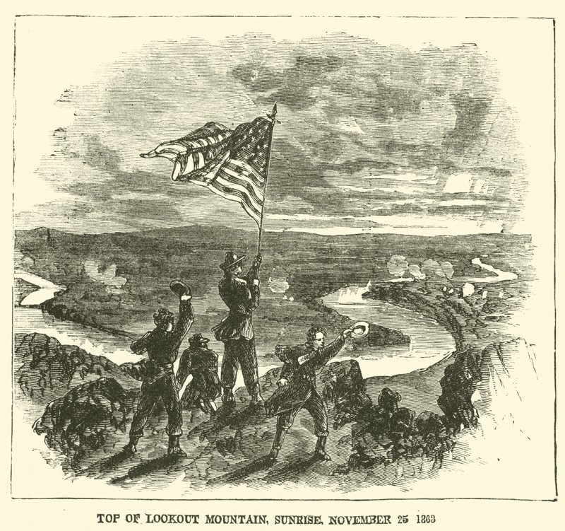 Toppen av Lookout Mountain, soloppgang, 25. november 1863, november 1863 av American School