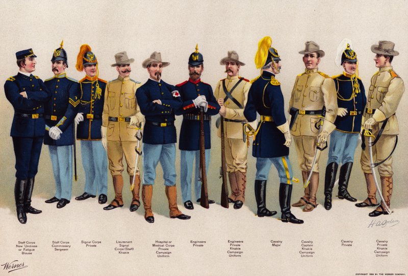 US Army, uniformer, 4 kavaleri, 2 ingeniører av American School