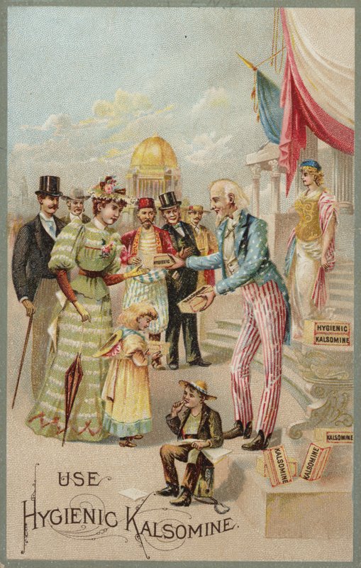 Onkel Sam distribuerer Kalsomine av American School