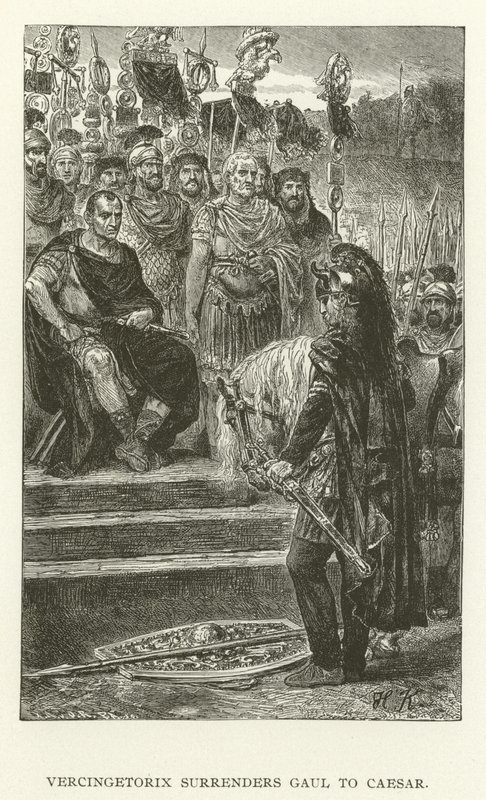 Vercingetorix overgir Gallia til Cæsar av American School