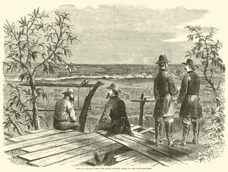 Utsikt over Atlanta fra signalstasjonen nord for Chattahoochee, juli 1864 av American School