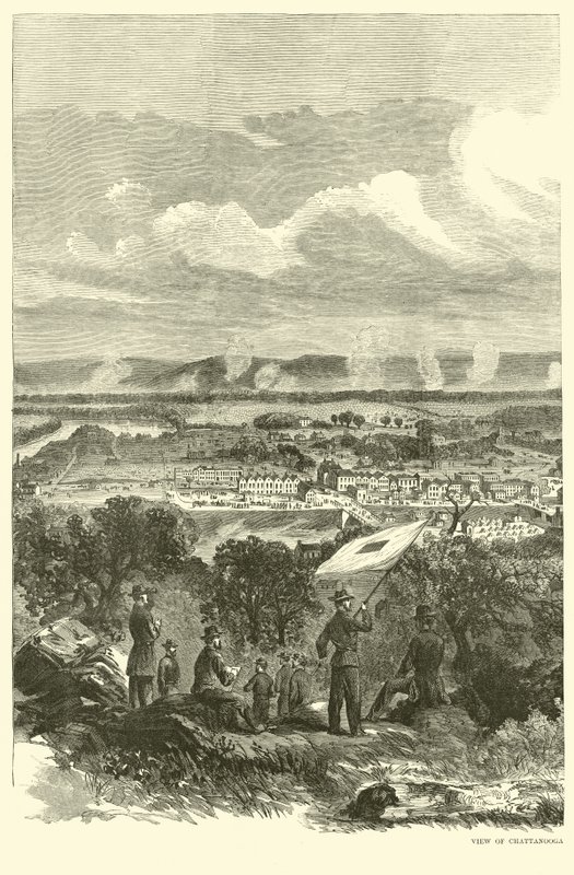 Utsikt over Chattanooga og det føderale leirstedet, november 1863 av American School