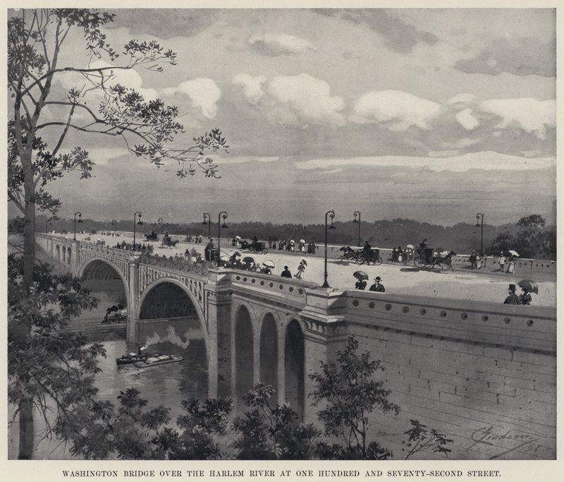 Washington Bridge over Harlem River ved One Hundred and Seventy-Second Street (litho) av American School