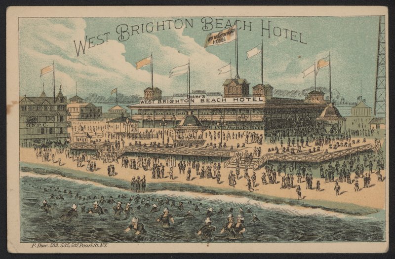 West Brighton Beach Hotel, USA (farget gravering) av American School