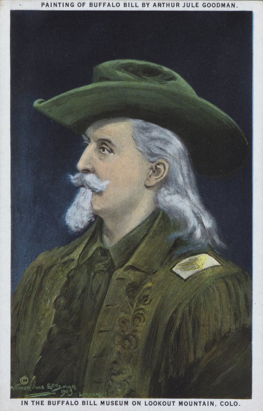 William «Buffalo Bill» Cody, amerikansk speider, bøffeljeger og showmann (fargelitografi) av American School
