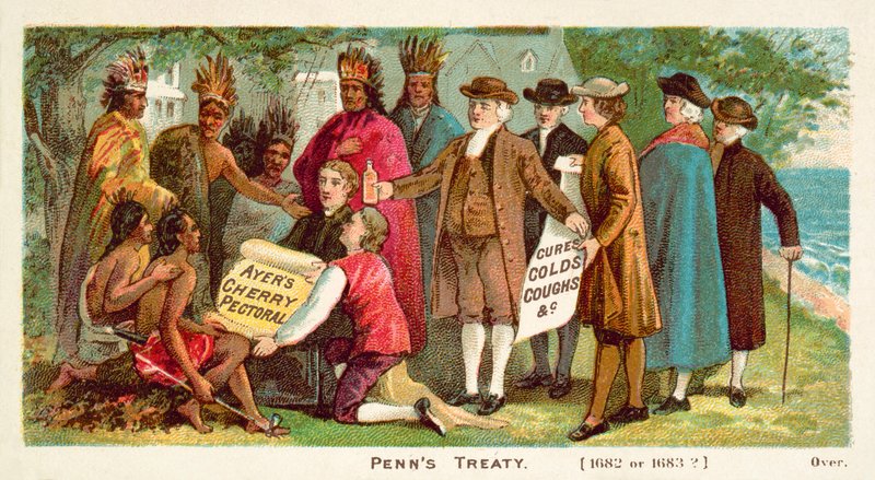 William Penns traktat med de nordamerikanske indianerne, 1682 av American School