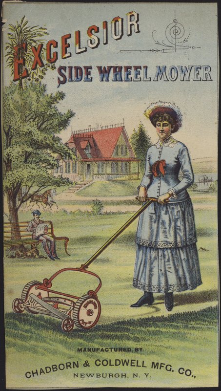 Kvinne som klipper gresset (chromolitho) av American School