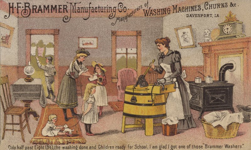 Kvinne som bruker vaskemaskin av American School