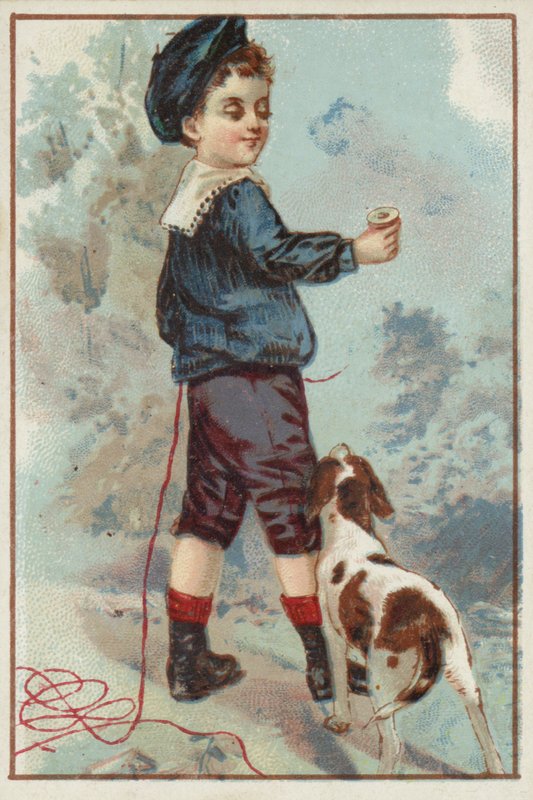 Ung gutt med hund av American School