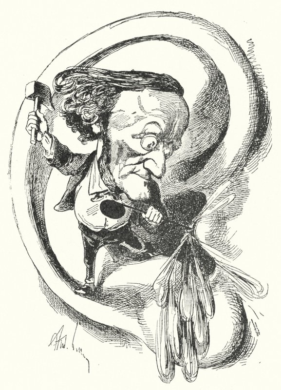 Karikatur av den tyske komponisten Richard Wagner (litho) av Andre Gill