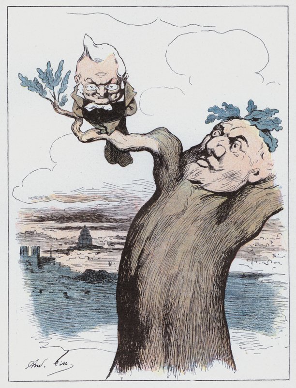Fuglen på grenen (farge litho) av Andre Gill