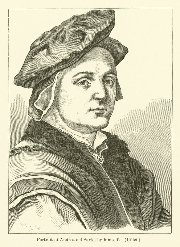 Selvportrett av den italienske maleren Andrea del Sarto (gravering) av Andrea del (after) Sarto