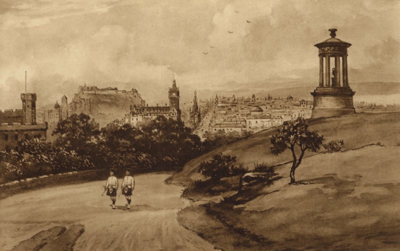 Edinburgh: Fra Dugald Stewarts monument, Calton Hill (litho) av Andrew Allan