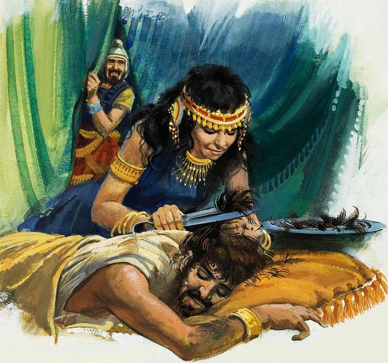 Samson og Dalila (gouache på papir) av Andrew Howat