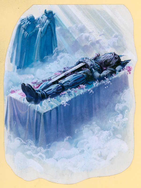 Scene fra Beowulf (gouache på papir) av Andrew Howat