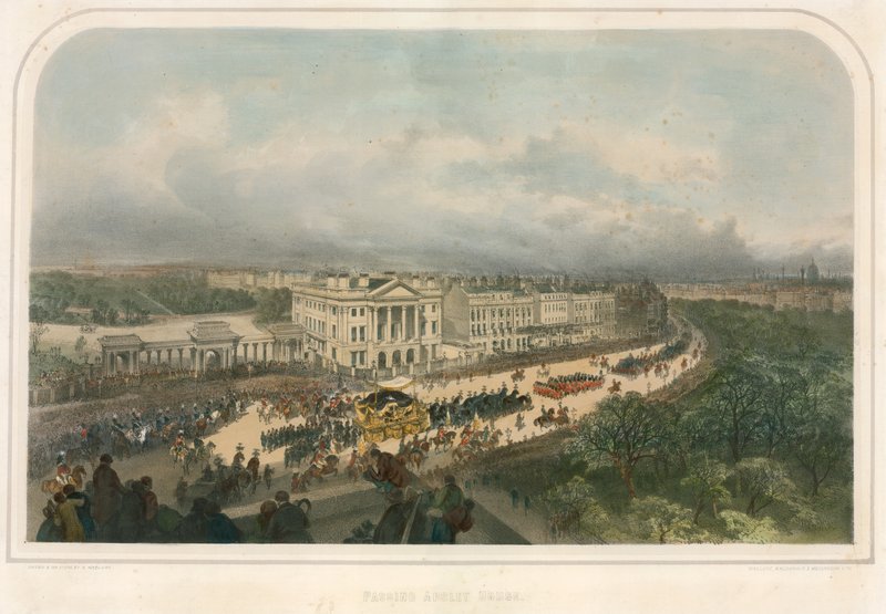 Parade forbi Apsley House, Hyde Park Corner, Piccadilly, London av Andrew Maclure