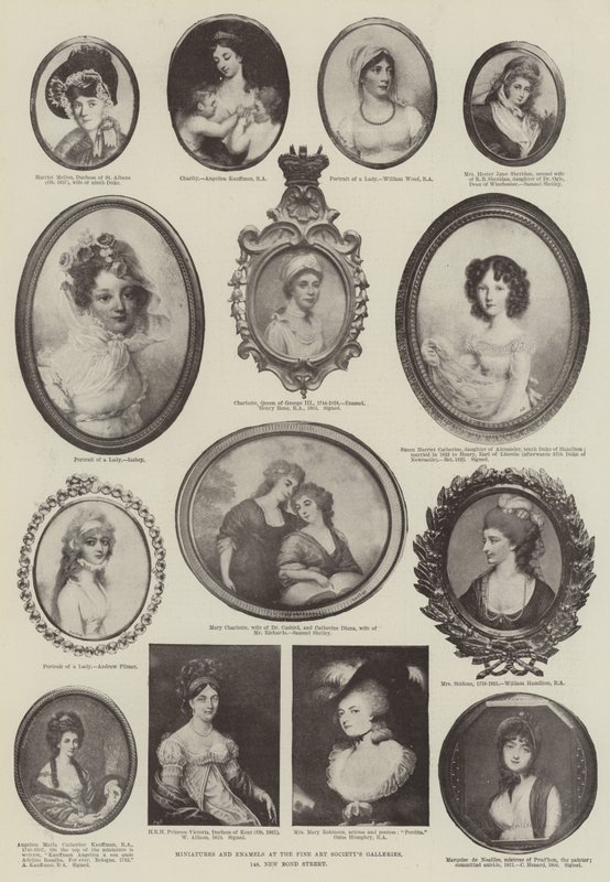 Miniatyrer og emaljer i Fine Art Society's Galleries, 148, New Bond Street av Angelica Kauffmann