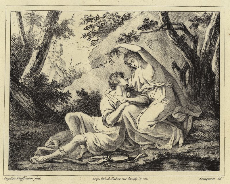 To elskere i et landskap av Angelica Kauffmann