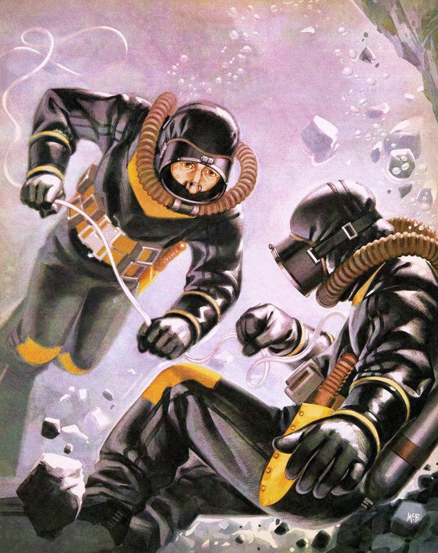 En dykkerekspedisjon ledet av kaptein Jacques-Yves Cousteau av Angus McBride
