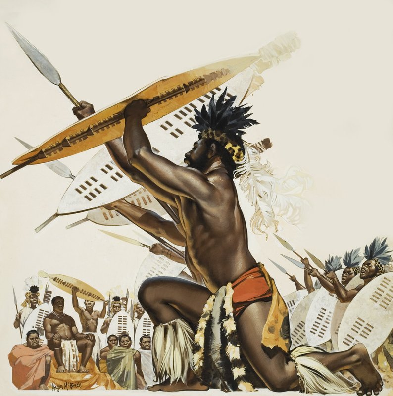 Afrikanske krigere (gouache på papir) av Angus McBride