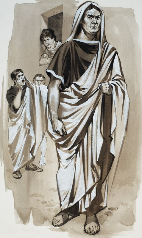 #39;Cato the Killjoy#39; (gouache på papir) av Angus McBride