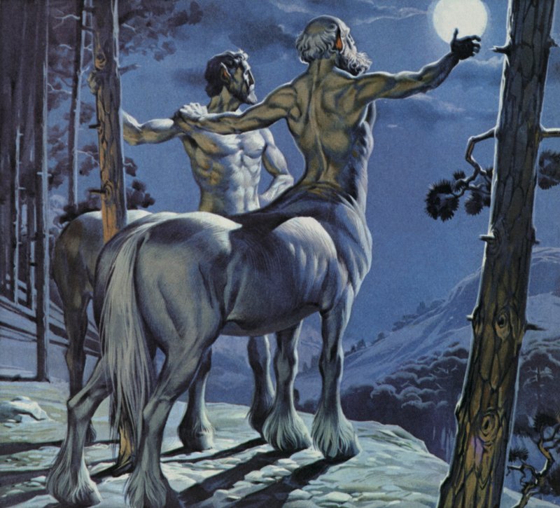 Kentaurer (fargelitografi) av Angus McBride