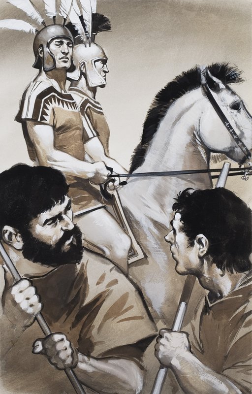 Etruskiske soldater (gouache på papir) av Angus McBride