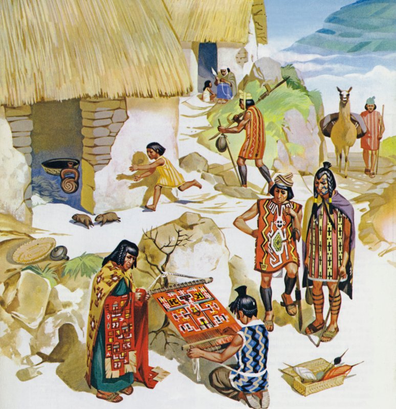 Hjem i Peru, ca. år 100 e.Kr. (fargelitografi) av Angus McBride