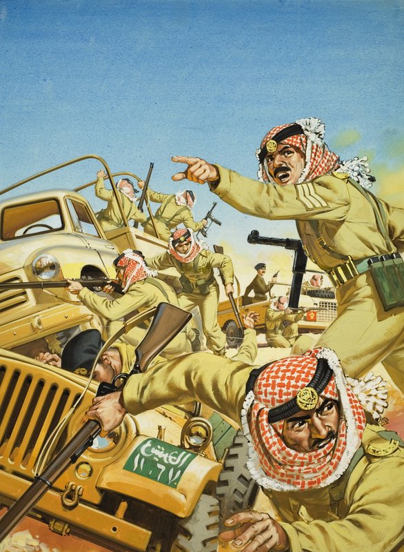Kong Hussein av Jordan (1925–99) (gouache på papir) av Angus McBride