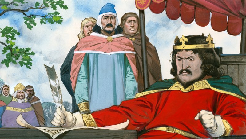 Kong Johan signerer motvillig Magna Carta av Angus McBride