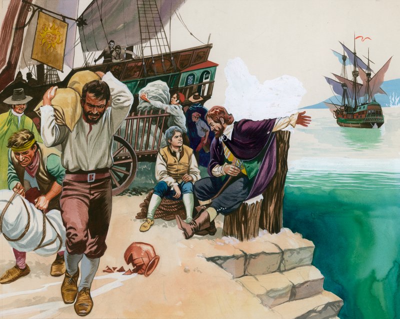 Pirater lander i havn av Angus McBride