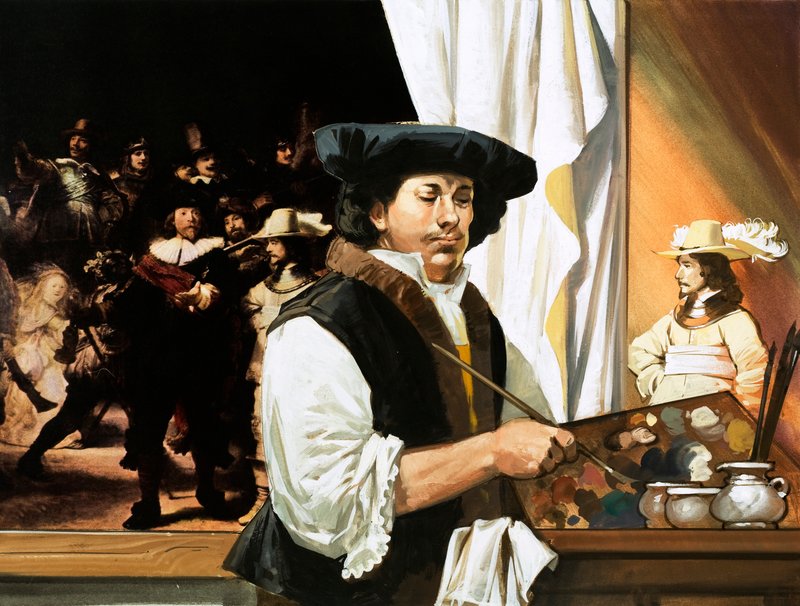 Rembrandt maler sitt berømte portrett av borgergarden av Angus McBride
