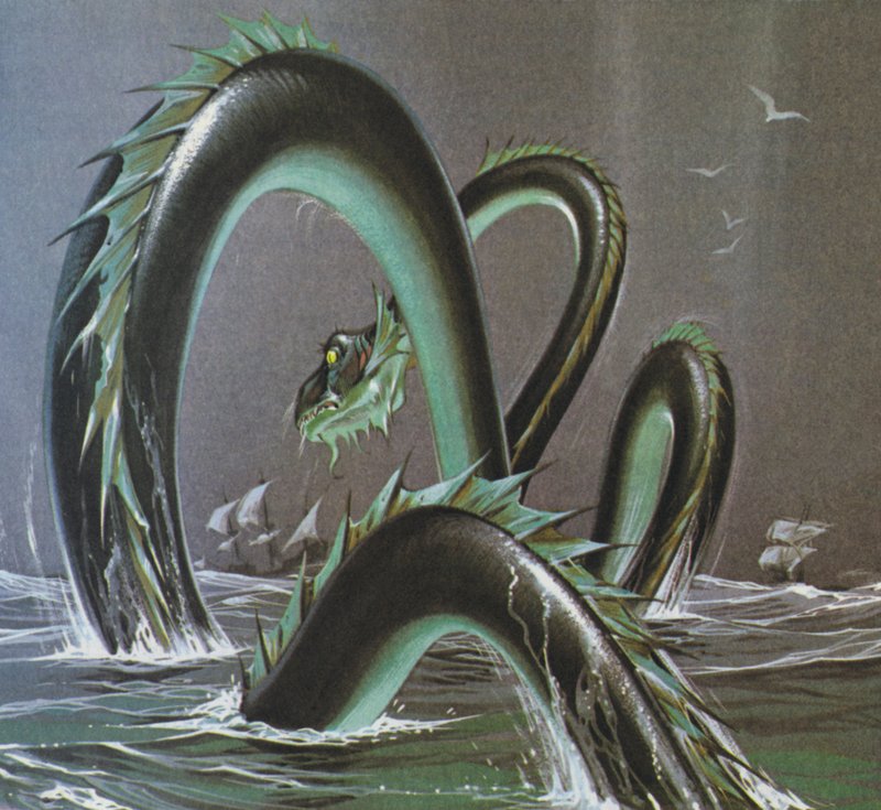 Sjøslanger (fargelitografi) av Angus McBride