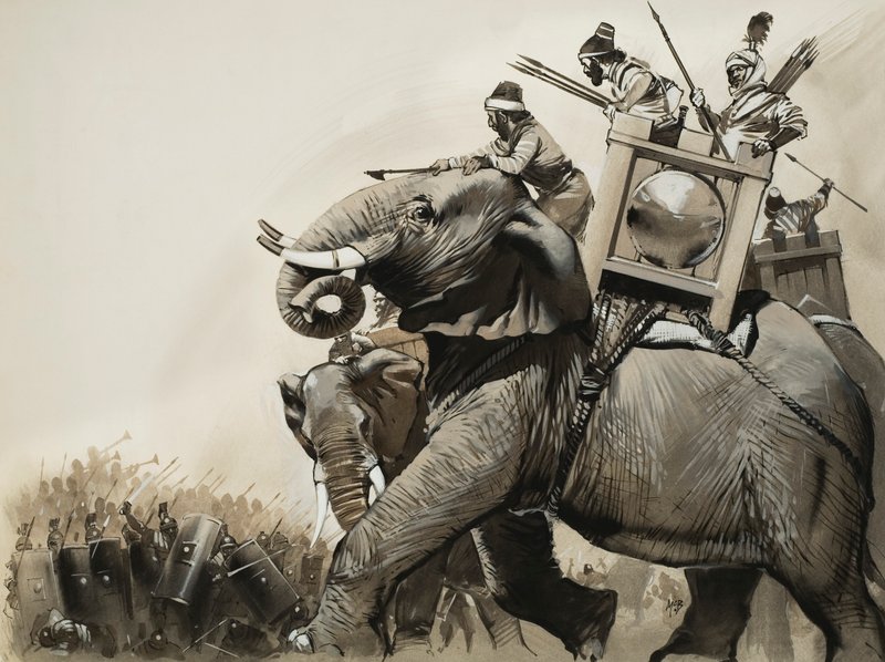 Slaget ved Zama i 202 f.Kr. (gouache på papir) av Angus McBride