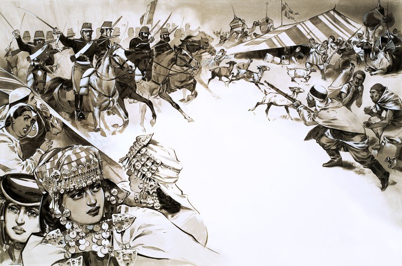 Franskmennene invaderer Algerie (gouache på papir) av Angus McBride