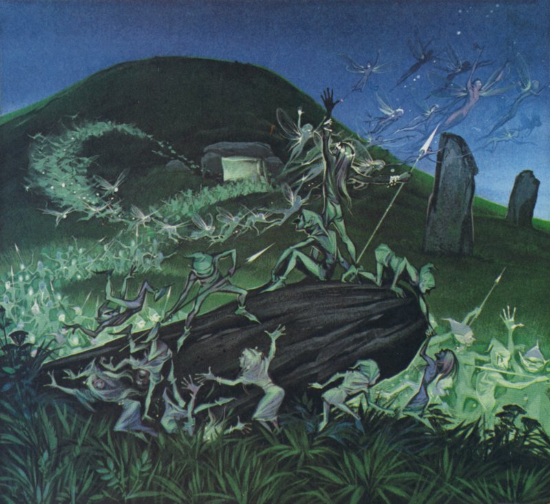 De små menneskene (fargelitografi) av Angus McBride