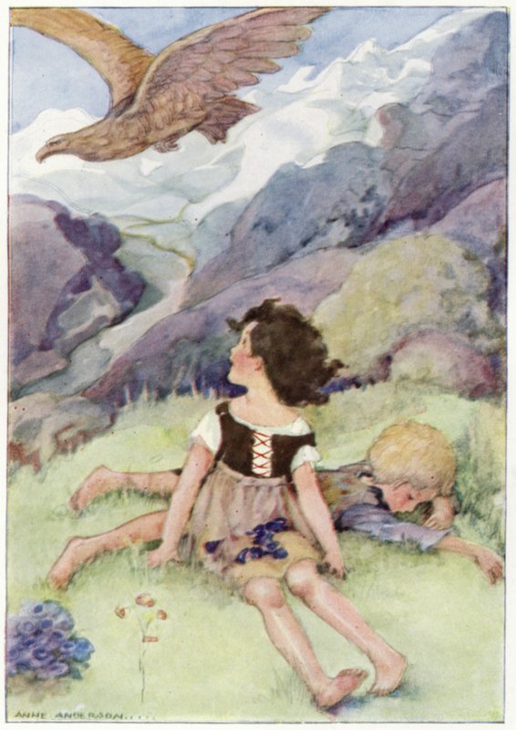 Heidi så den største fuglen hun noen gang hadde sett (farge litho) av Anne (after) Anderson