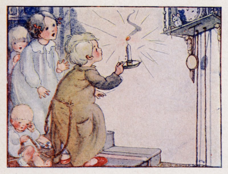Barnerim: Dickery, Dickery, Dock! (farge litho) av Anne (after) Anderson