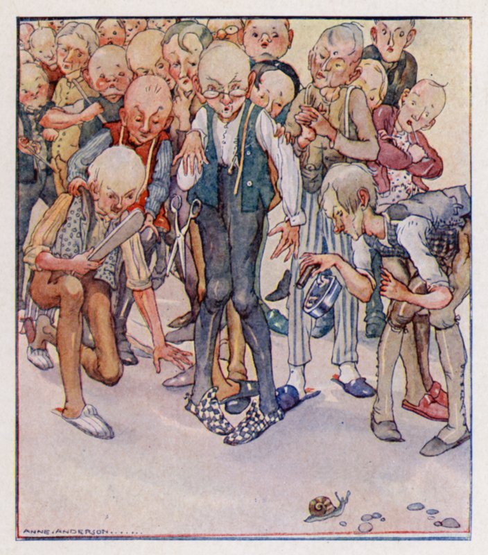 Barnerim: Four-And-Twenty Tailors Went To Kill A Snail (farge litho) av Anne (after) Anderson