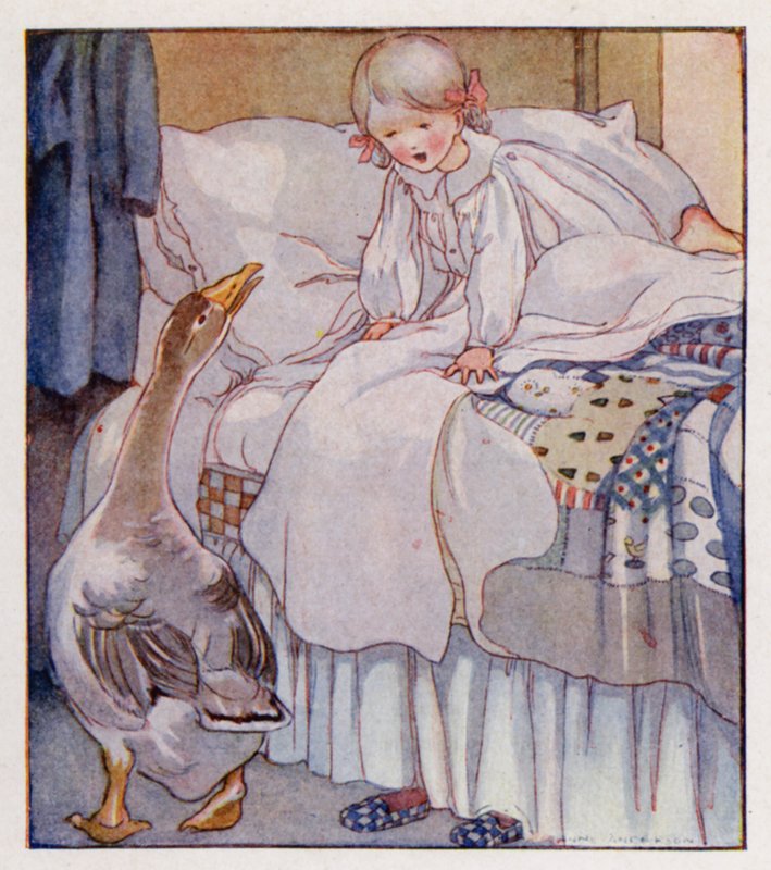 Barnerim: Goosey, Goosey Gander (farge litho) av Anne (after) Anderson
