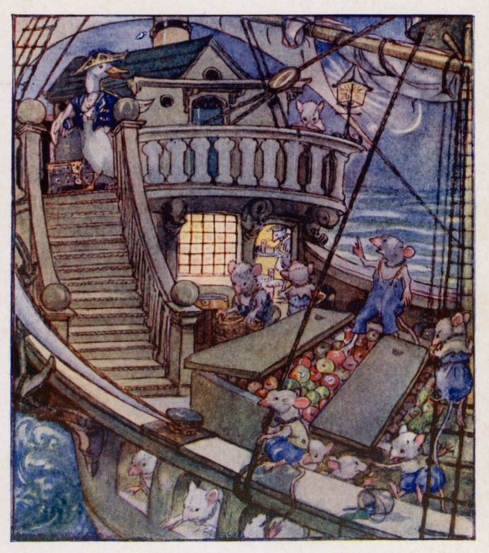 Barnerim: I Saw A Ship A-Sailing (farge litho) av Anne (after) Anderson