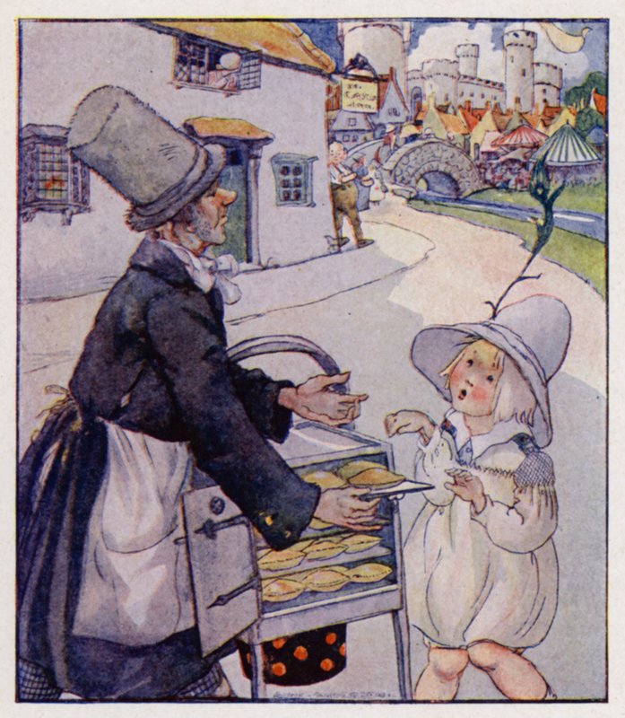 Barnerim: Simple Simon Met A Pie-Man (farge litho) av Anne (after) Anderson